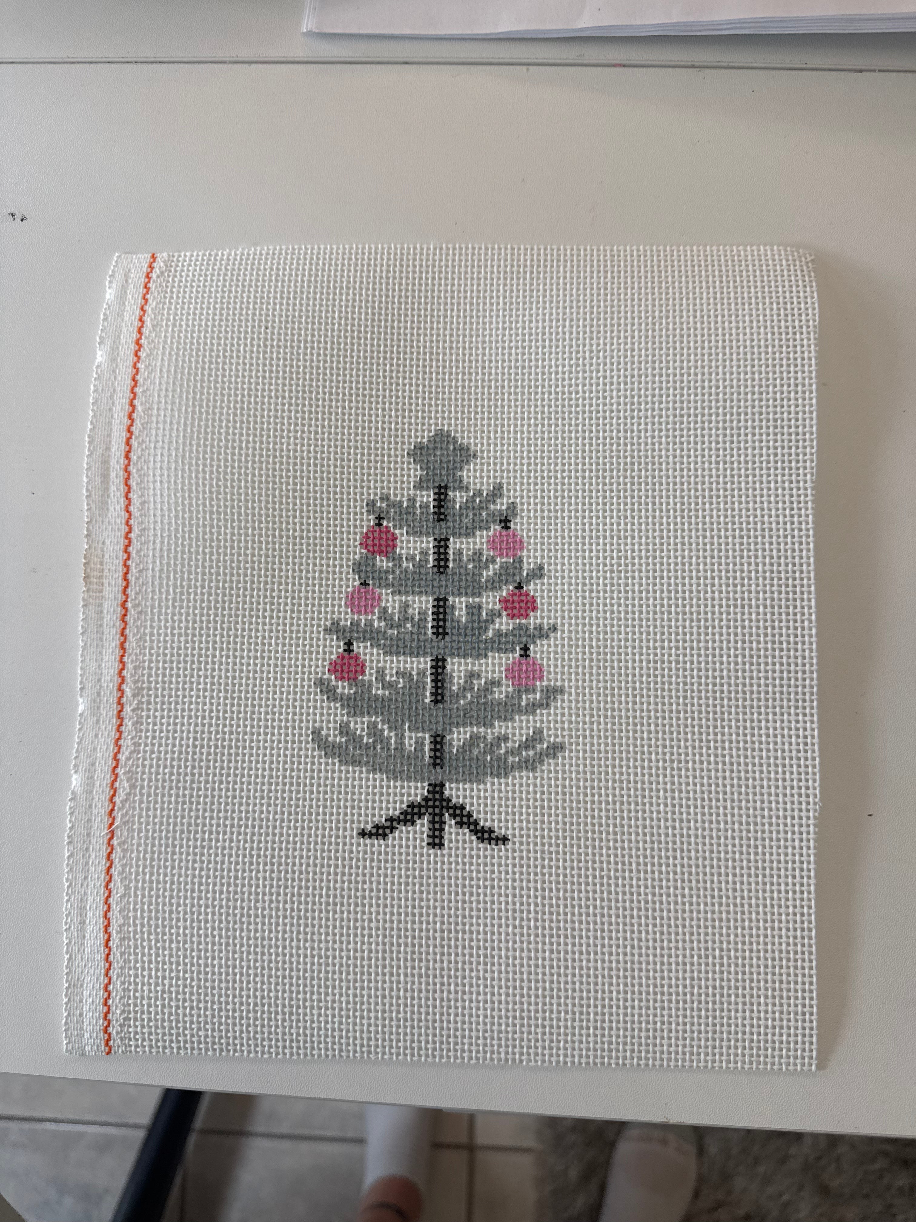 Vintage Stencil Tree Painted Canvas