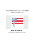 Flag With Bow Needlepoint Stitch Chart Digital Instant Download