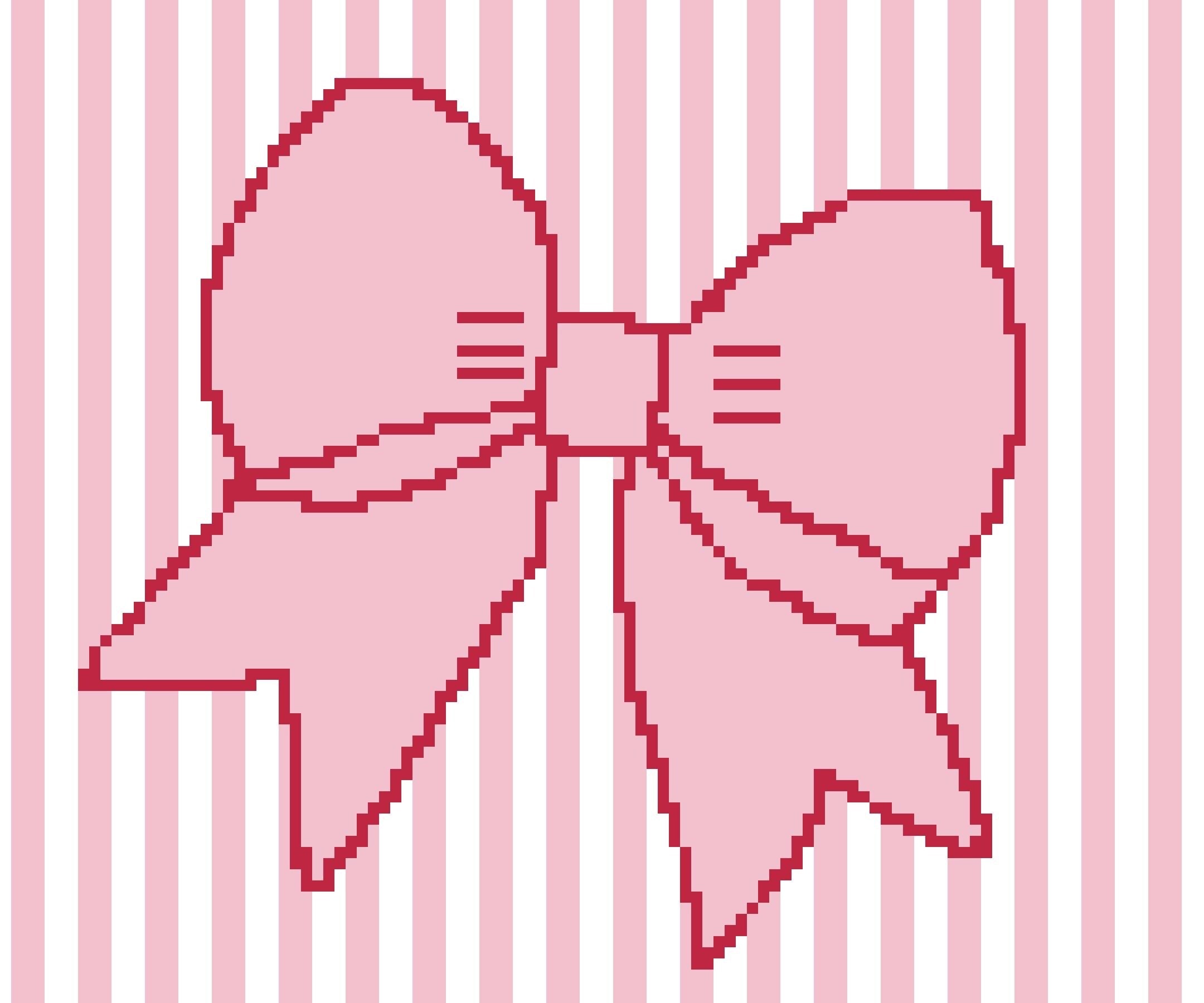 Pink Bow Needlepoint Stitch Chart Digital Instant Download
