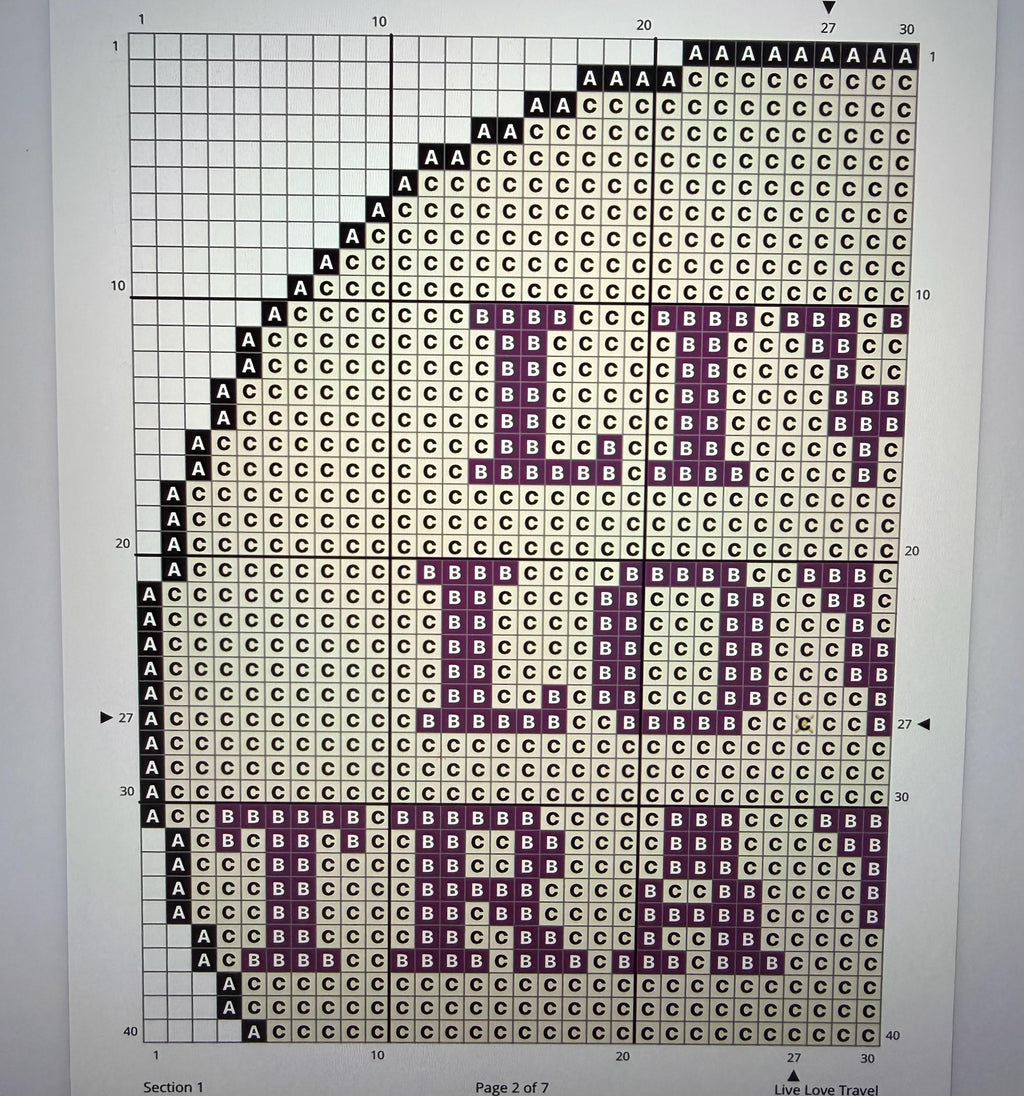 Live Love Travel Ornament Needlepoint Stitch Chart Digital Download