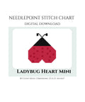 Ladybug Heart Mini Needlepoint Stitch Chart Digital Download