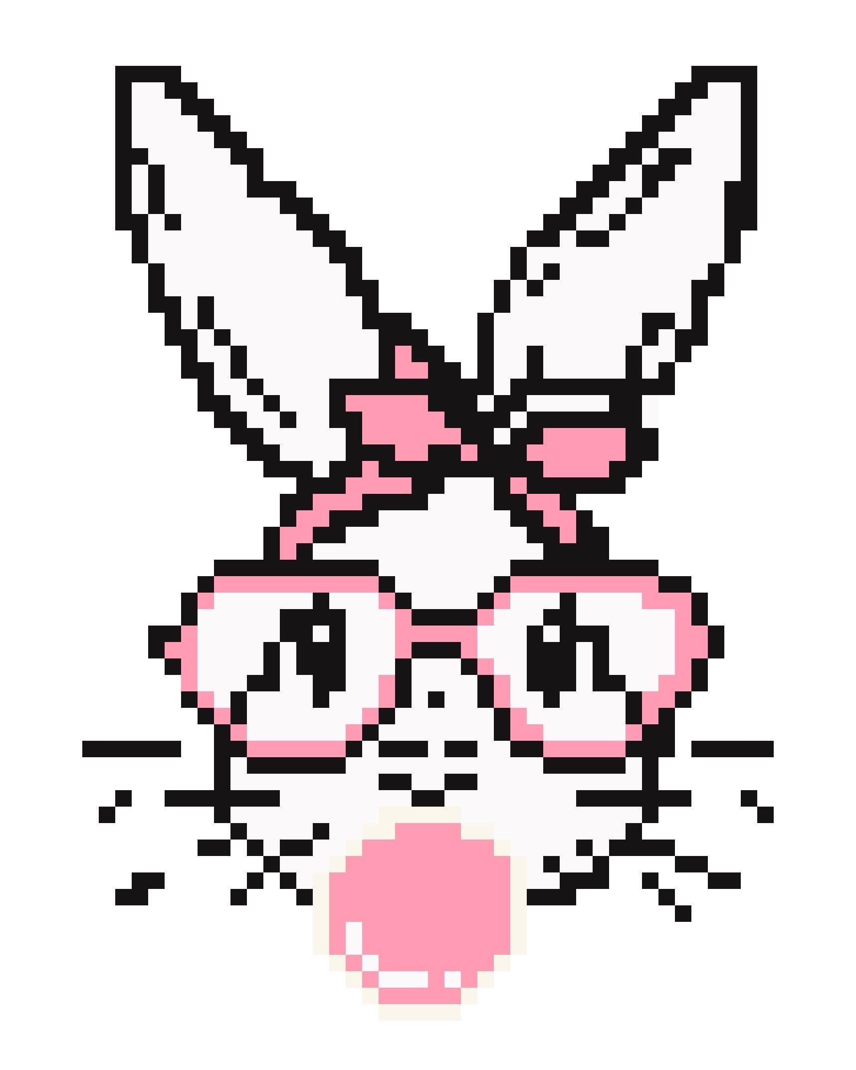Rabbit Bubble Gum Needlepoint Stitch Chart Digital Download