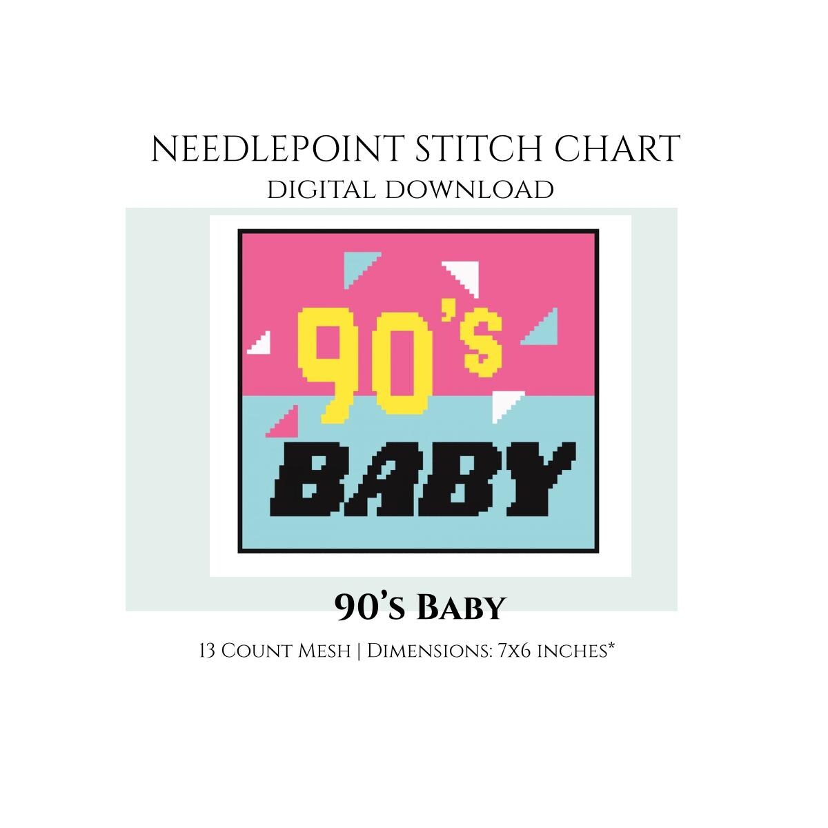 90’s Baby Needlepoint Stitch Chart Digital Download
