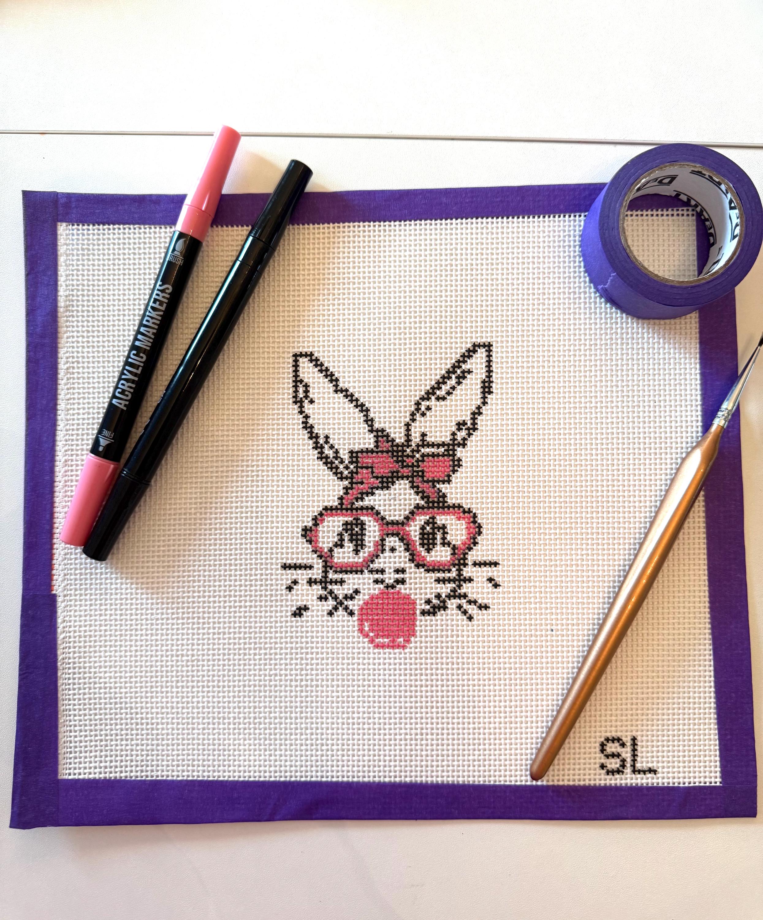 Rabbit Bubble Gum Painted Canvas
