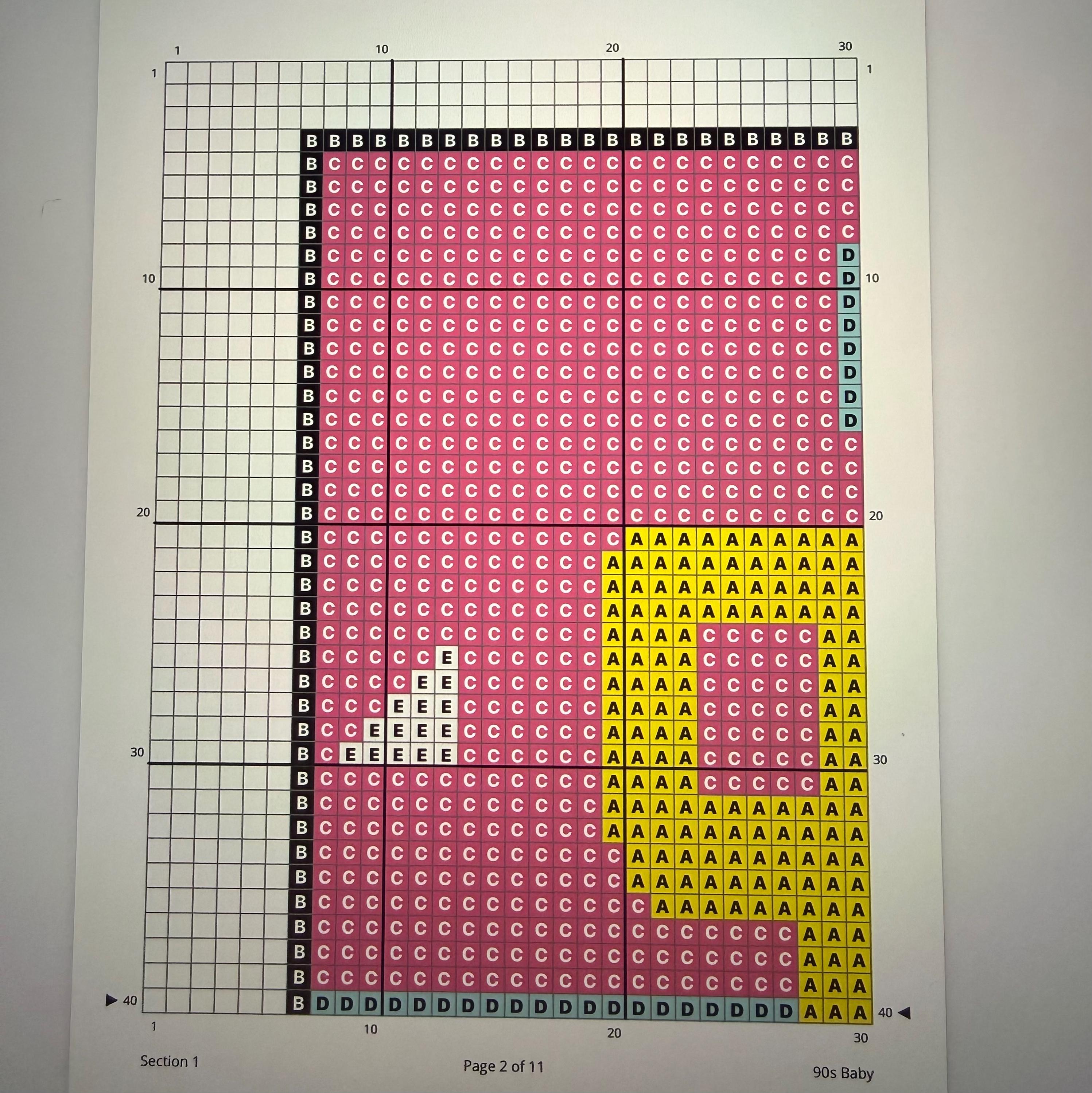 90’s Baby Needlepoint Stitch Chart Digital Download