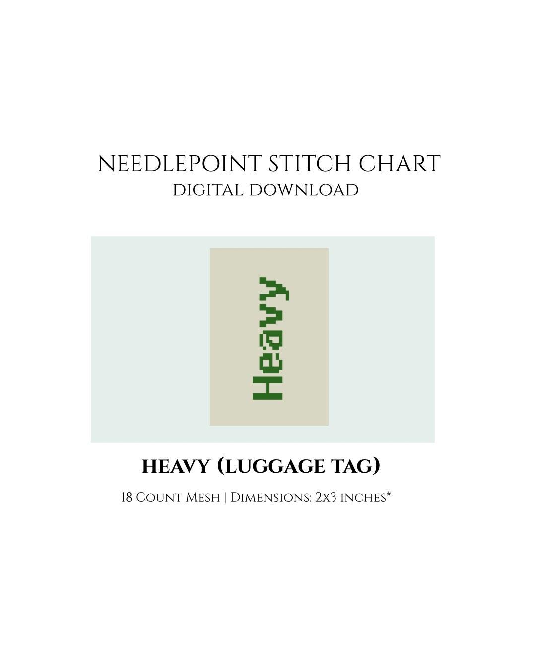 Heavy Needlepoint Luggage Tag Stitch Chart Digital Download