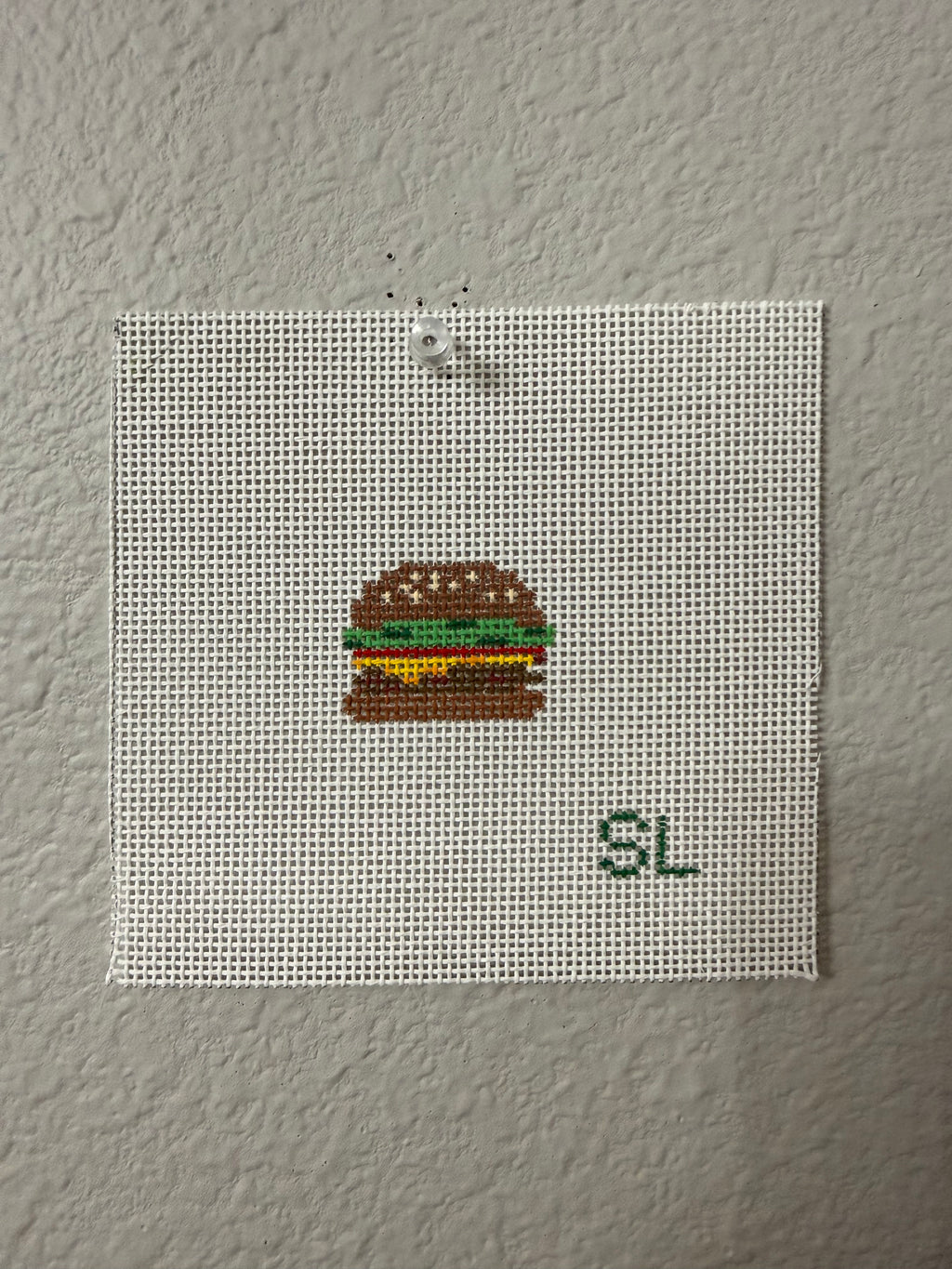 Cheeseburger Mini Painted Canvas