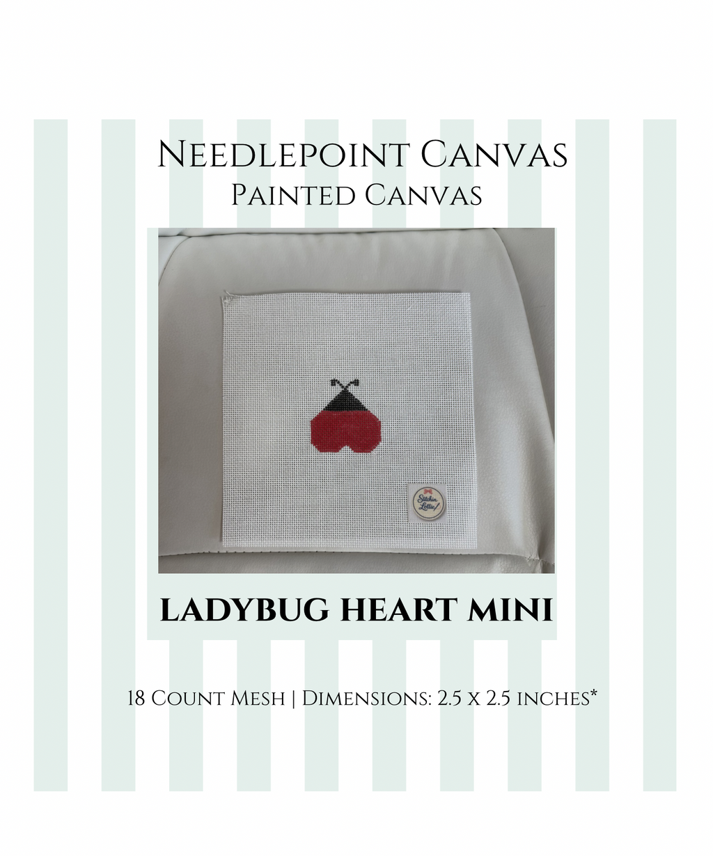 Ladybug Heart Mini Painted Canvas