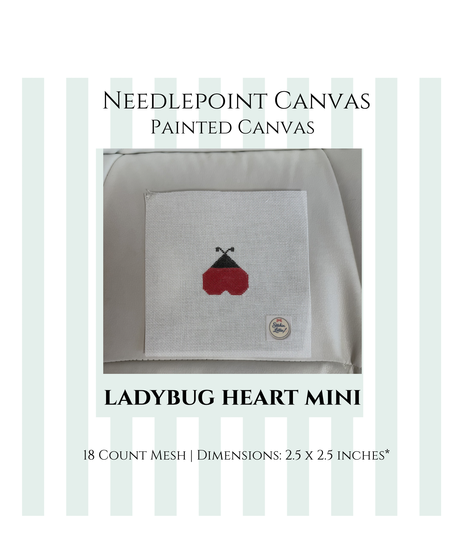 Ladybug Heart Mini Painted Canvas