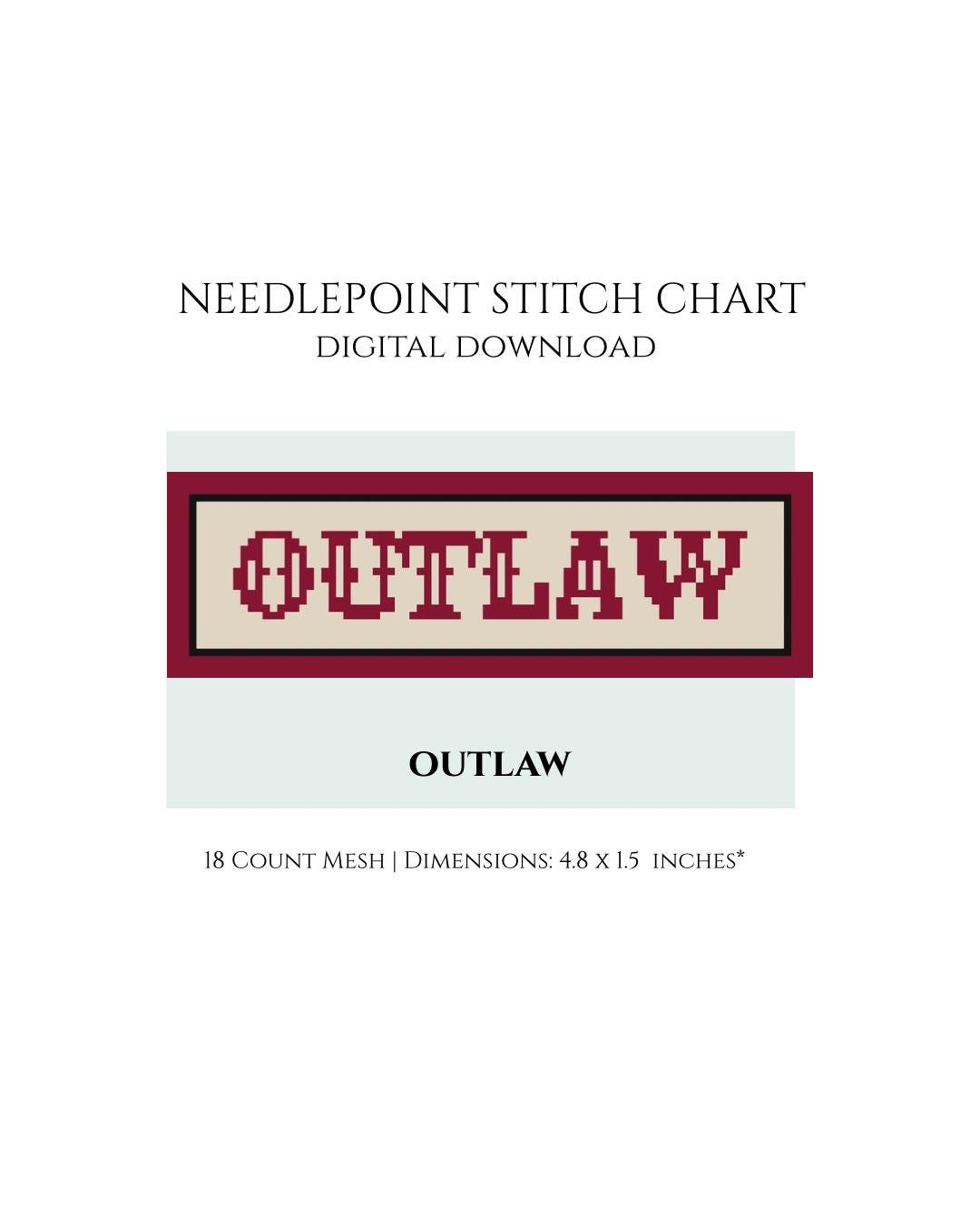 OUTLAW Needlepoint Stitch Chart Digital Download
