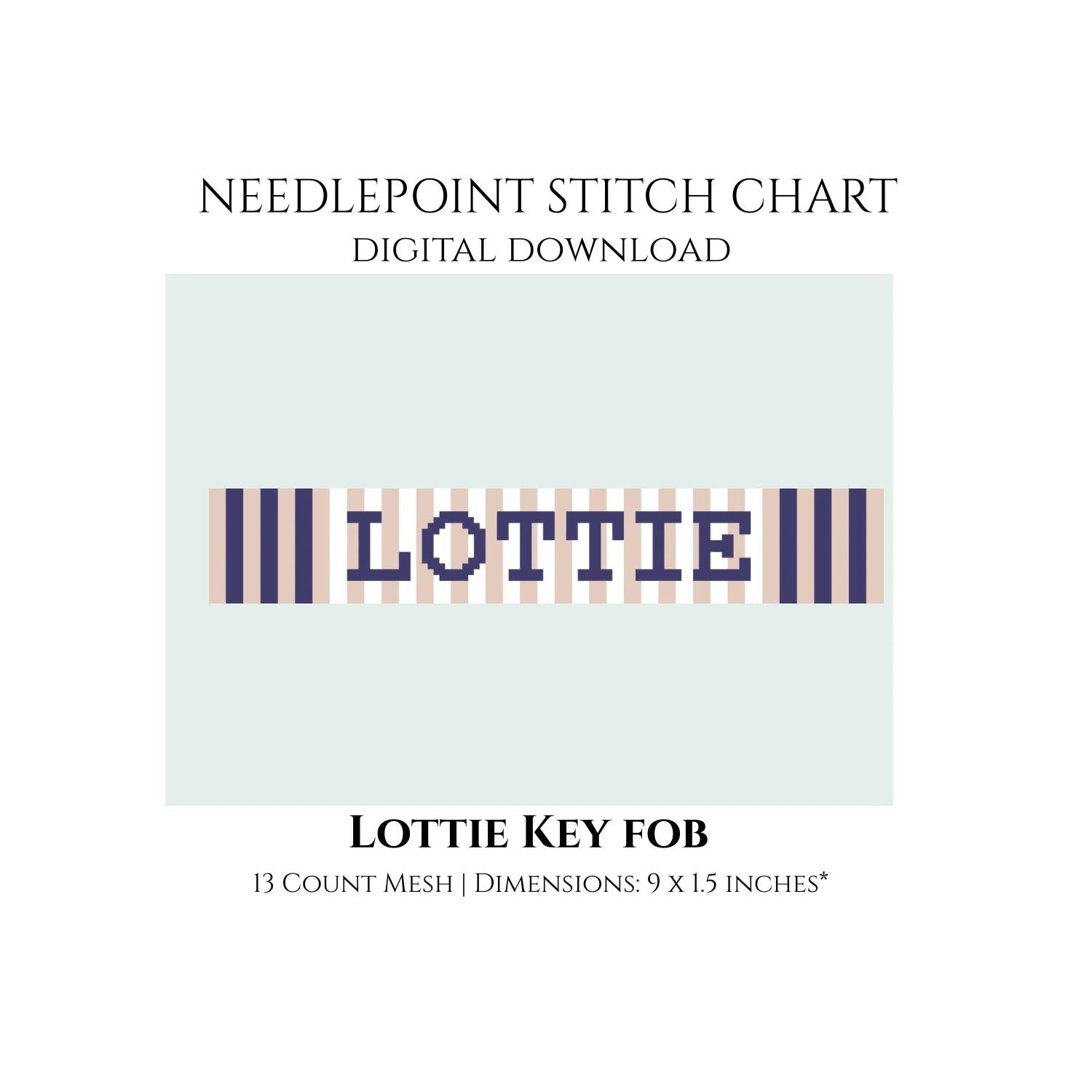 Lottie Key Fob Needlepoint Stitch Chart Digital Download