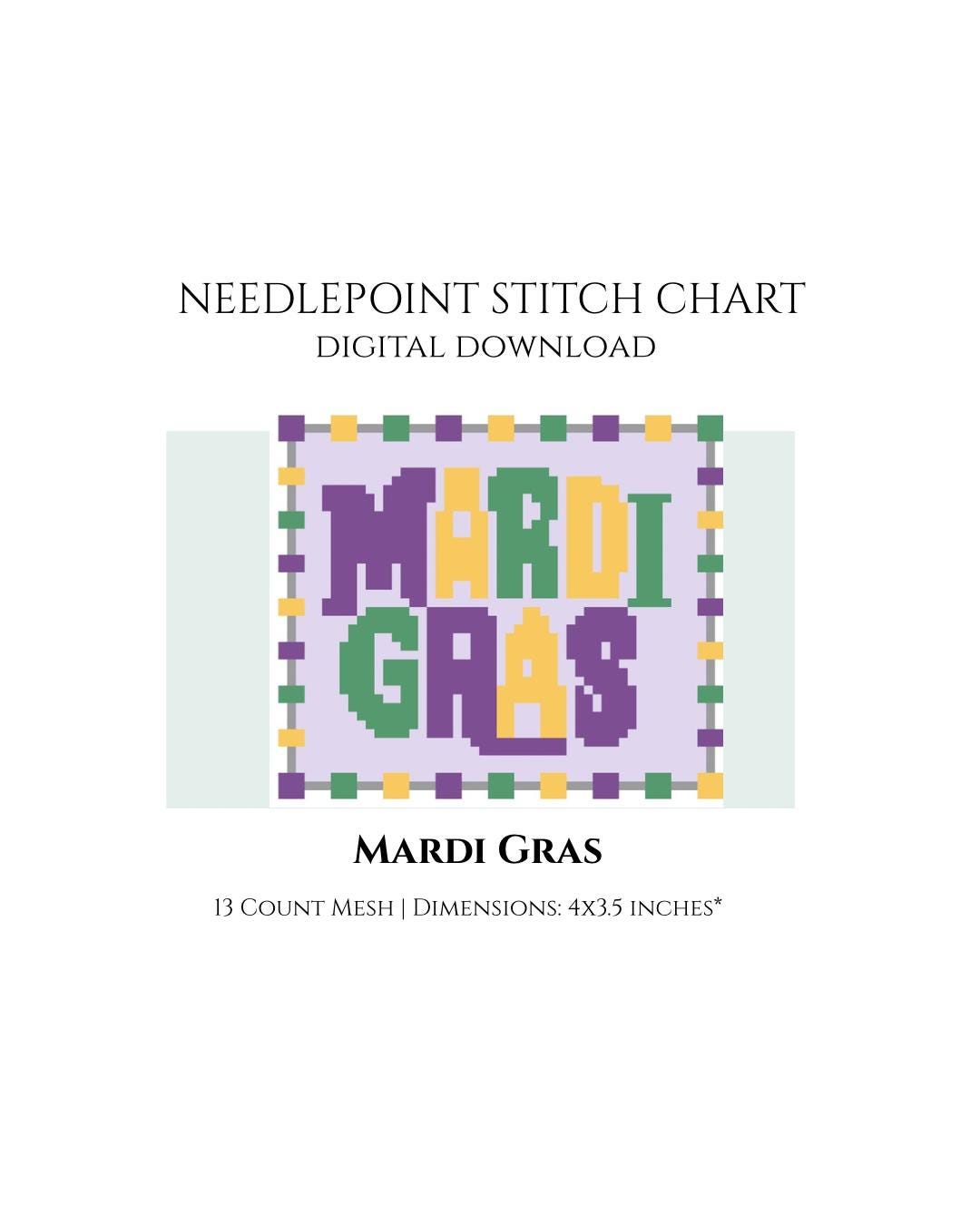 Mardi Gras Needlepoint Stitch Chart Digital Download