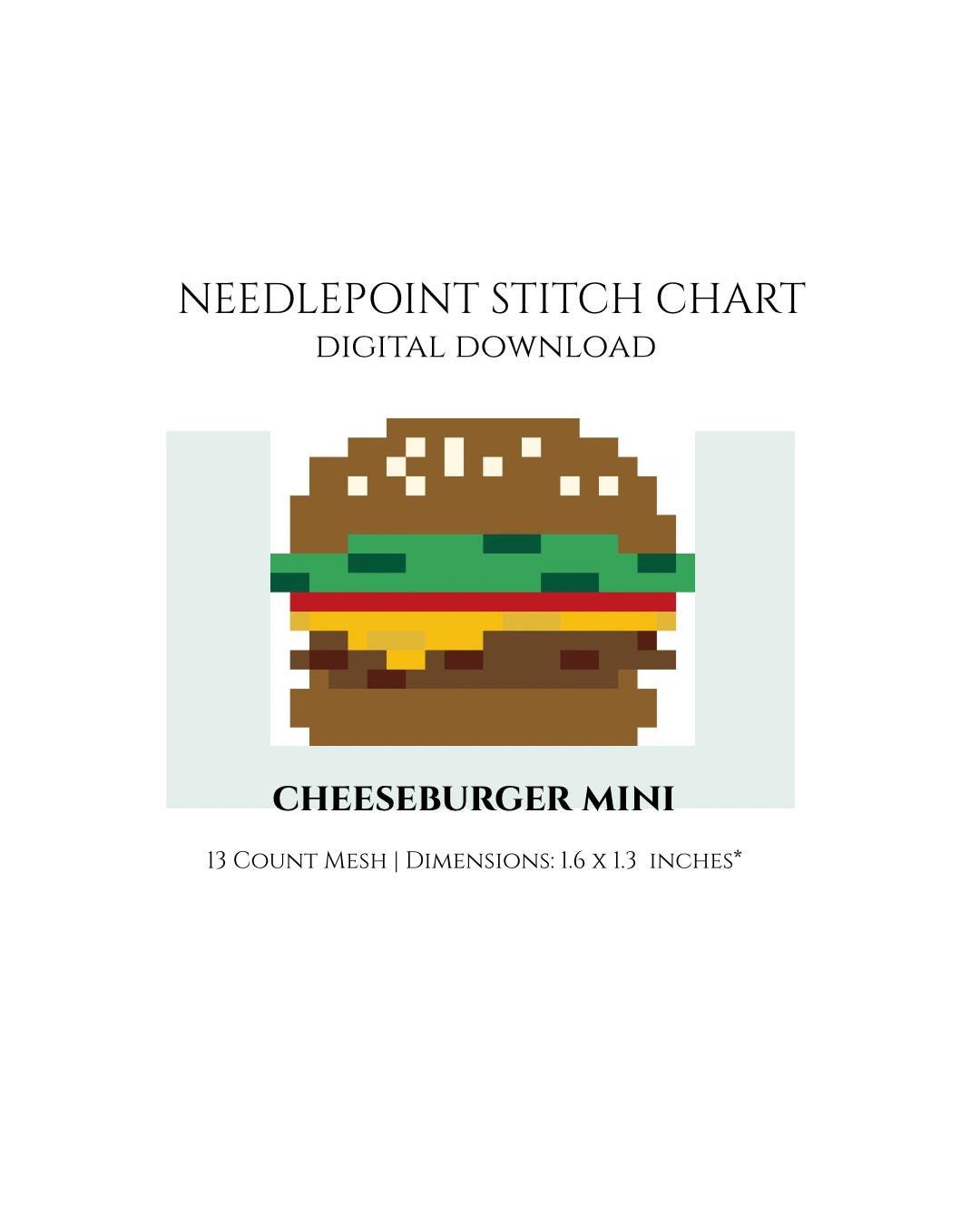 Cheeseburger Mini Needlepoint Stitch Chart Digital Download