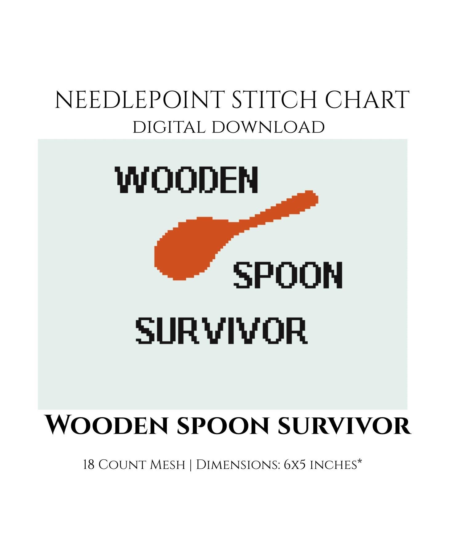 Wooden Spoon Survivor Needlepoint Stitch Chart Digital Download