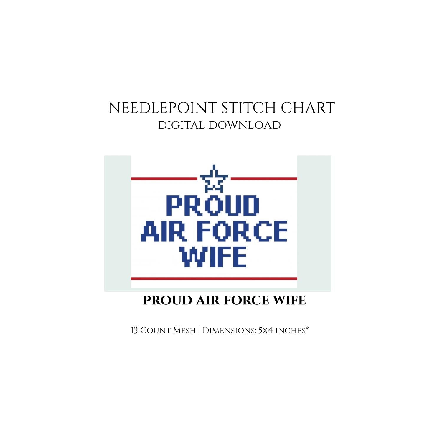 Proud Air Force Wife Needlepoint Stitch Chart Digital Download