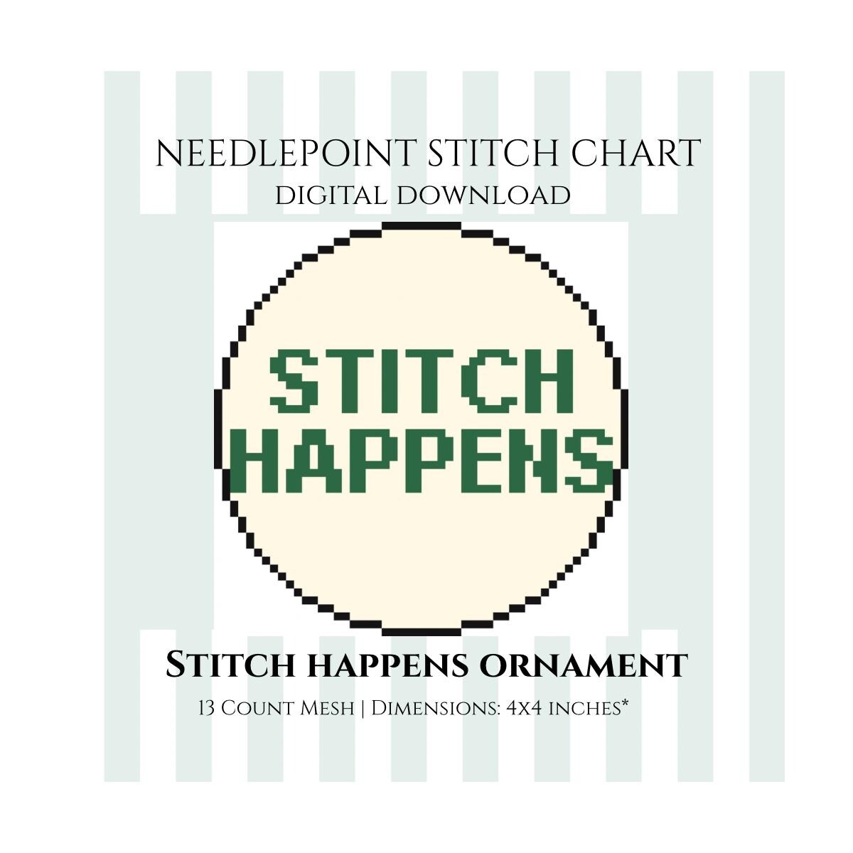 Stitch Happens Ornament Needlepoint Stitch Chart Digital Download
