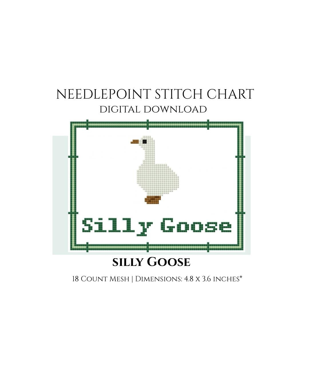Silly Goose Needlepoint Stitch Chart Digital Download