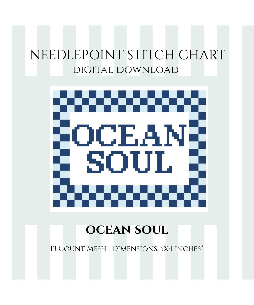 Ocean Soul Needlepoint Stitch Chart Instant Digital Download