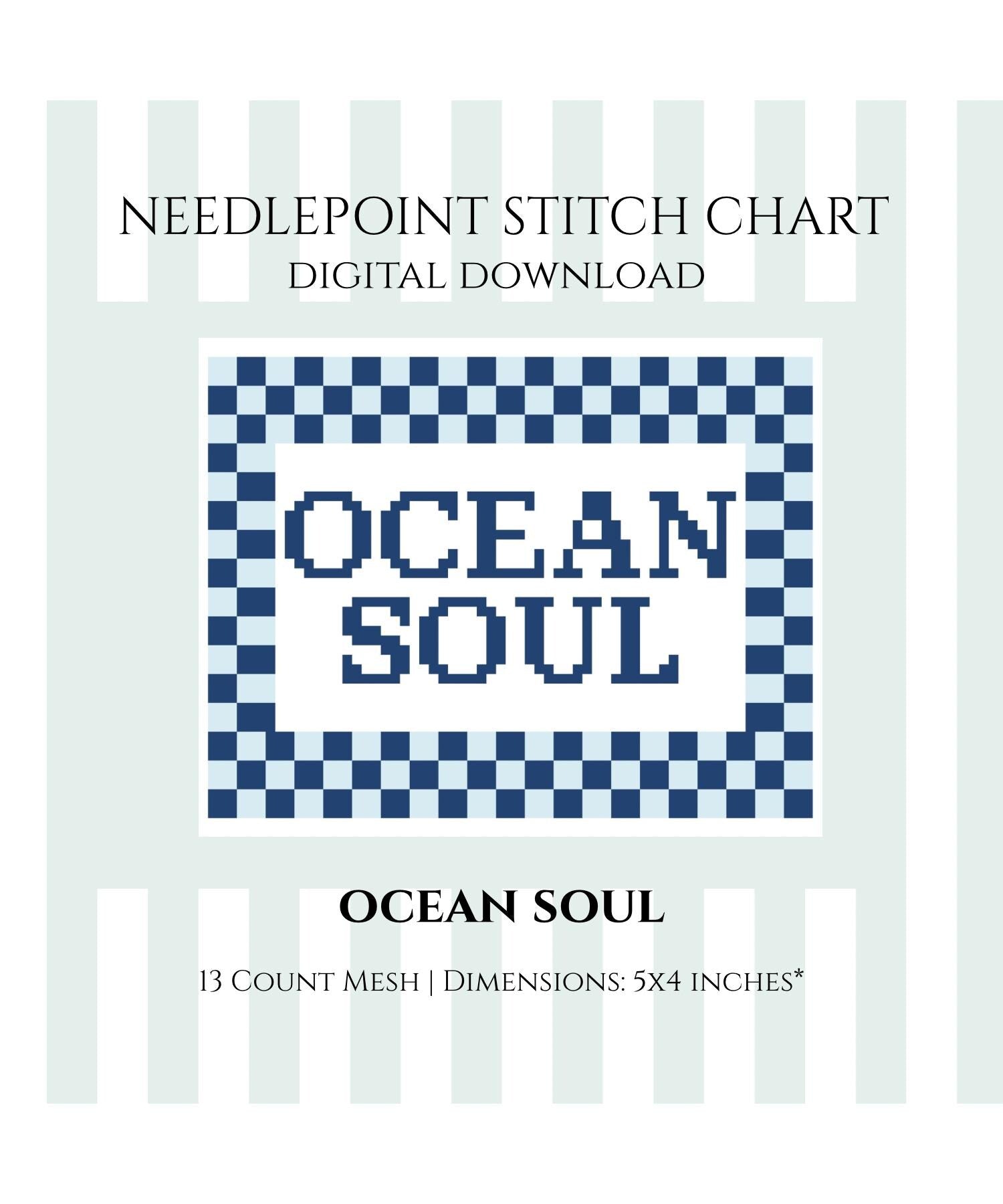 Ocean Soul Needlepoint Stitch Chart Instant Digital Download