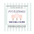 Pickleball Social Club Needlepoint Stitch Chart Digital Download