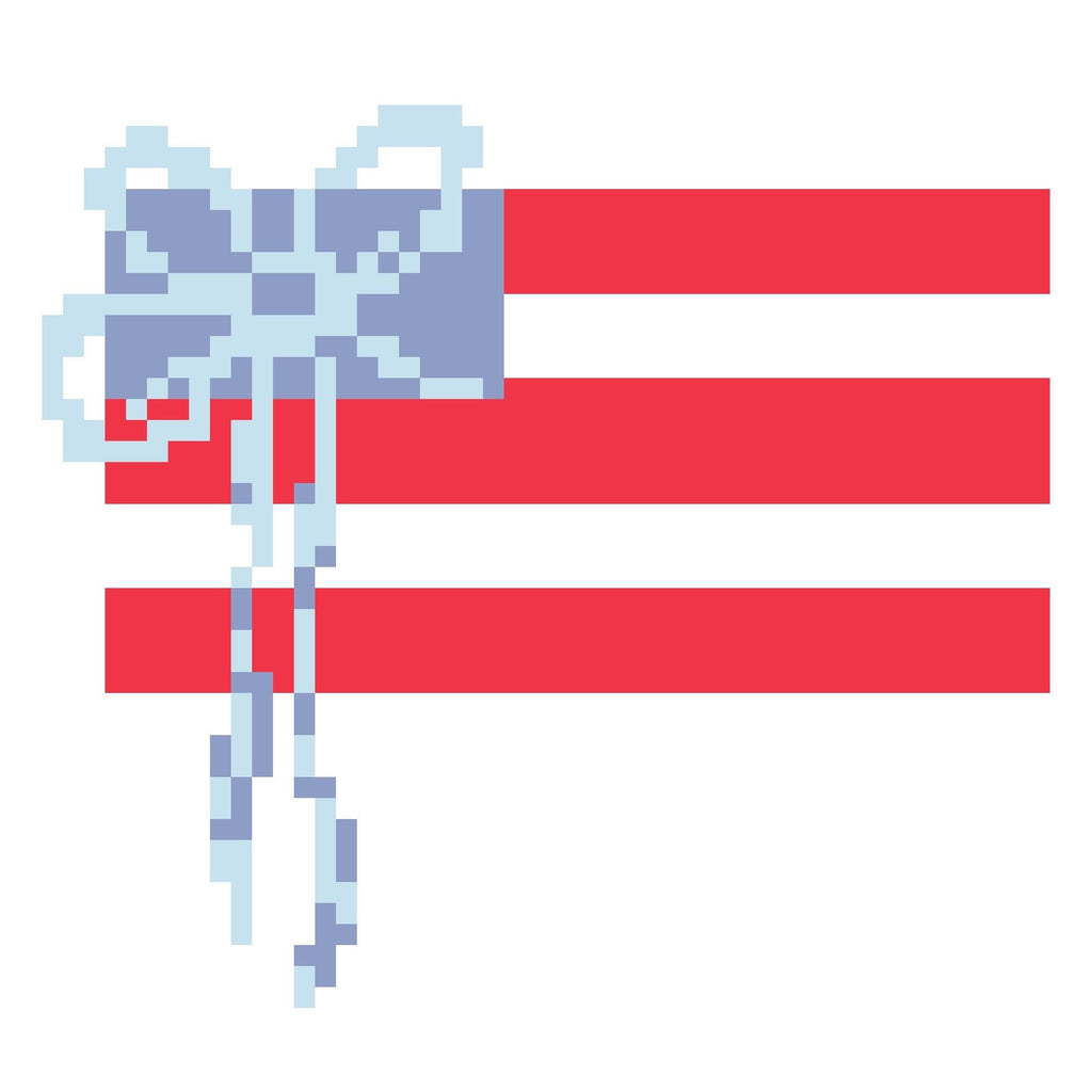 Flag With Bow Needlepoint Stitch Chart Digital Instant Download